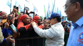 Presiden Prabowo Subianto dalam peringatan Hari Buruh Internasional atau May Day 2025 yang digelar di Lapangan Monas, Jakarta Pusat. (Dok. TIm Media Prabowo)

