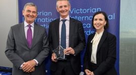 Hon. John Brumby AO, Vice-Chancellor Professor Duncan Bentley and Department Secretary Danni Jarrett.